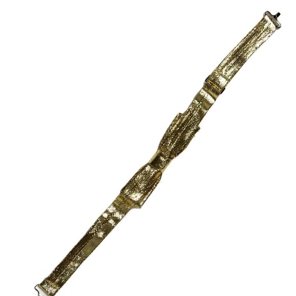 Formal Tuxedo Bowtie Pre-Tied Gold Lame’ Adjustable Unisex Vintage NWOT - Picture 6 of 7